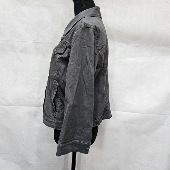 Ann Taylor Loft Grey Button Up Jean Jacket 98% cotton, 2% spandex Size L - Picture 4 of 8